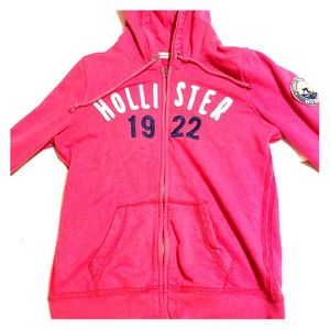 Hollister pink zip up sweatshirt girls large